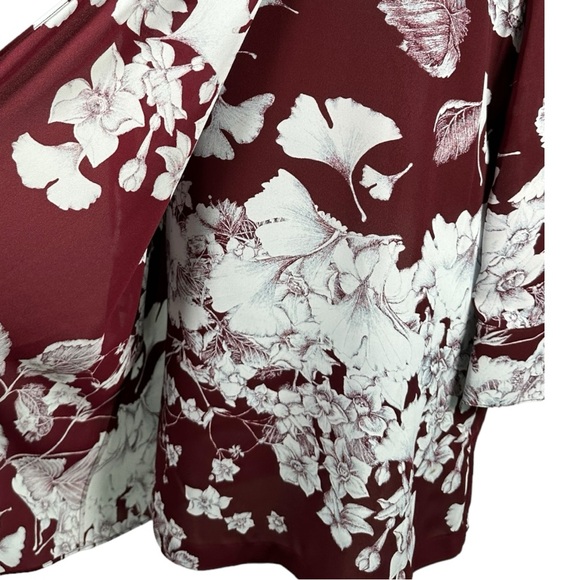 NWT BCBG Max Azria Ashton Port Burgundy Floral Long Sleeve Two Layer Dress XXS - Picture 6 of 11
